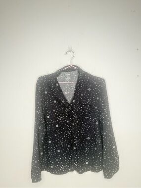 PINK Victoria's Secret Black Star & Moon Button-Up Pajama Top